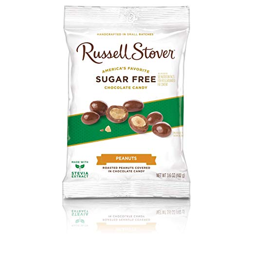 Russell Stover 9680N Sugar Free Chocolate Covered Peanuts, 3.6 oz. Bag