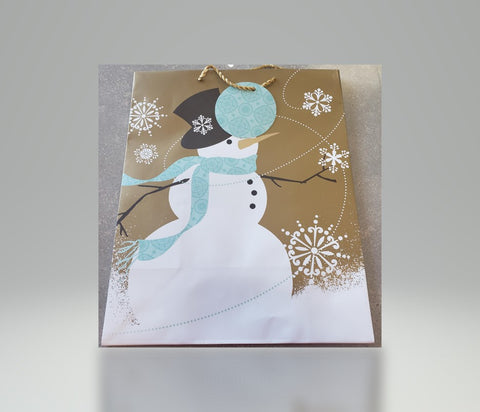 Hallmark Snowman Gift Bag W/ Teal Design Gift Tag