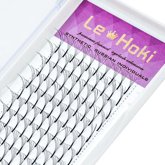 5D Easy Eyelashes Fans Volume Lashes Extensions Tray,C Curls,0.07 Thickness,Long Stem Premade