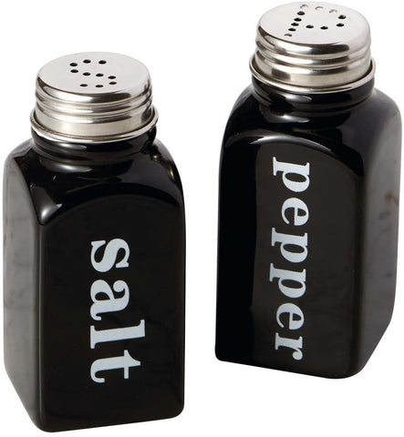 Design Imports 29706  Ceramic Salt & Pepper Shakers (Black), 2.01"