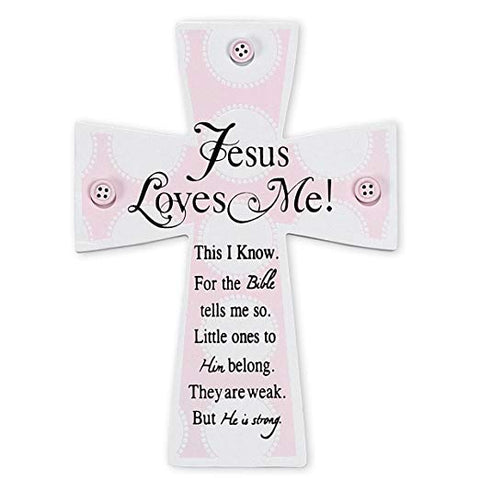 Dicksons BBWCW-3 Jesus Loves Me Wall Cross, Pink Buttons (Discontinued by Manufacturer)