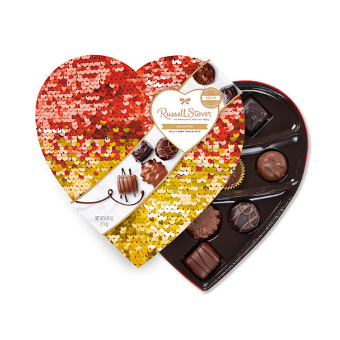 Russell Stover 2218 Assorted Chocolates Double Sequin Heart, 6.25 oz.