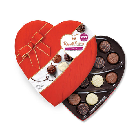 Russell Stover 2221 Assorted Truffles Crushed Satin Heart, 9.4 oz.