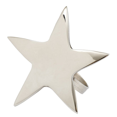 Design Imports 320432 Silver Star Napkin Ring, 5 Point