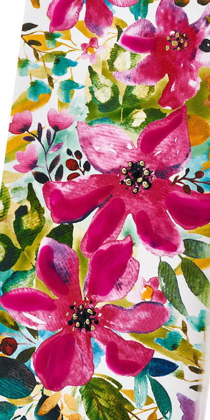 Flatyz D22011 Hand Painted Flat Candle Unscented/Dripless/Smokeless All Over Pink Flowers & Greenery