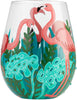 Enesco 6004761 Lolita Fancy Flamingo Artisan Stemless Hand-Painted Wine Glass, 20 Ounce, Multicolor