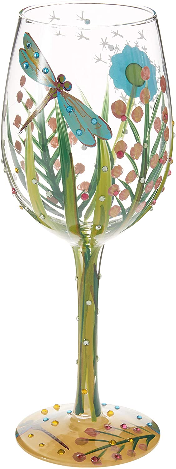 Enesco 4053099 Lolita Dragonfly Summer Artisan Painted Wine Glass Gift