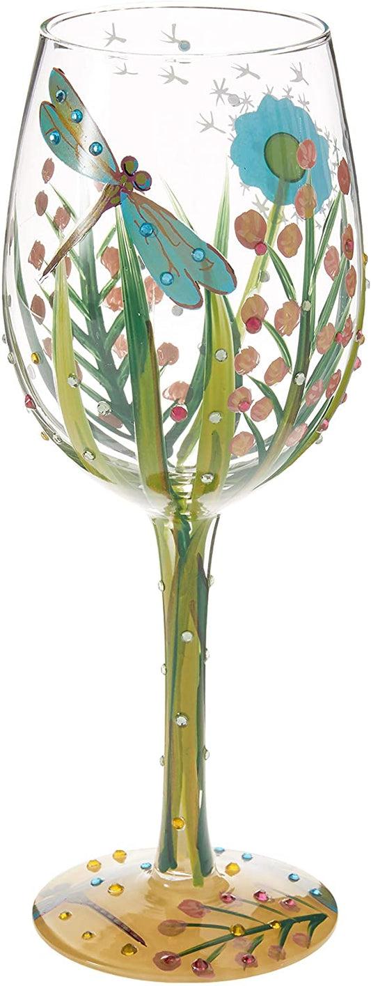 Enesco 4053099 Lolita Dragonfly Summer Artisan Painted Wine Glass Gift