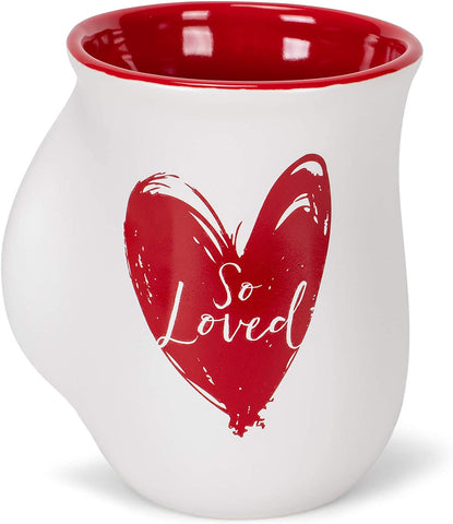 Dickson 18964 So Loved Red Heart 14 Ounce Ceramic Handwarmer Mug