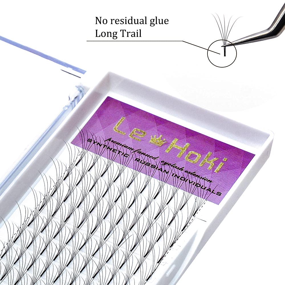 5D Easy Eyelashes Fans Volume Lashes Extensions Tray,C Curls,0.07 Thickness,Long Stem Premade
