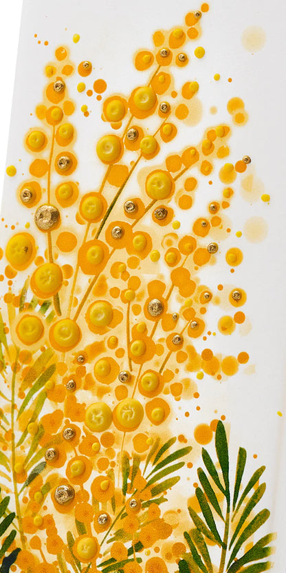 Flatyz D22018 Hand Painted Flat Candle Unscented, Dripless, Smokeless Goldenrod with Yellow Flowers