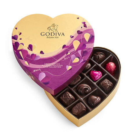 Godiva Chocolatier Chocolate Heart Valentine�s Gift Box � 14 Piece Assorted Dark Chocolate with Gou