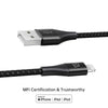Lightning to USB A Cable, Teleadapt Fast Charge Flexible Cotton-Braided Cable [MFi Certified] 6 ft