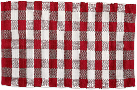 Design Imports CAMZ11258 Indoor Handloomed Cotton Woven Reversible Buffalo Area Rug, Red & White