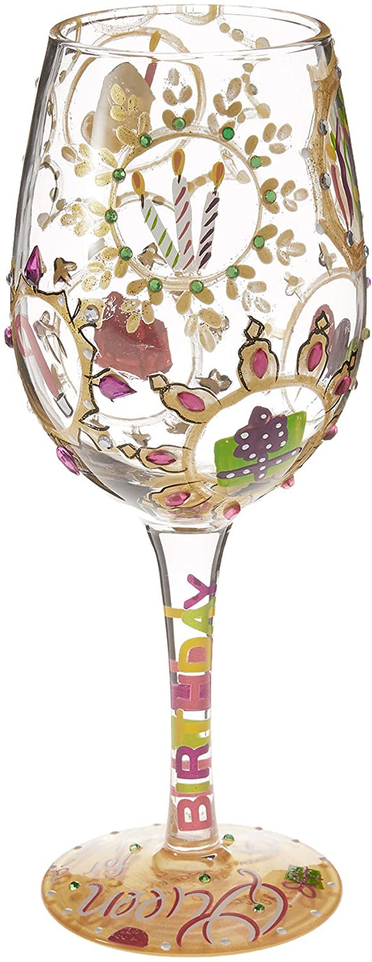Enesco 4054095 Lolita �Queen For a Day� Hand-painted Artisan Wine Glass, 15 oz.