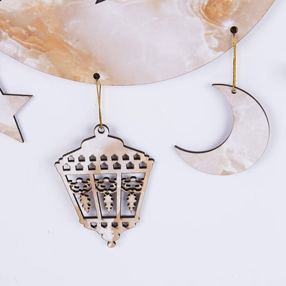 2 Piece Islam Ramadan Eid Hanging Moon Star Lantern Pendant Ornament Decoration