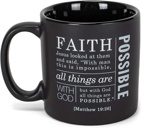 Dickson 18840 With God All Is Possible Matte Black 16 Ounce Ceramic Mug