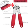 Luckiestca Manual Safety Can Opener,Best Tin Openers,Anti-slip Hand Grip, Stainless Steel Sharp Blade,Large Turn Knob with Easy to Use (Red)