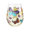 Enesco 6004351 Lolita Butterfly Hand-Painted Artisan Stemless Wine Glass, 20 Ounce, Multicolor