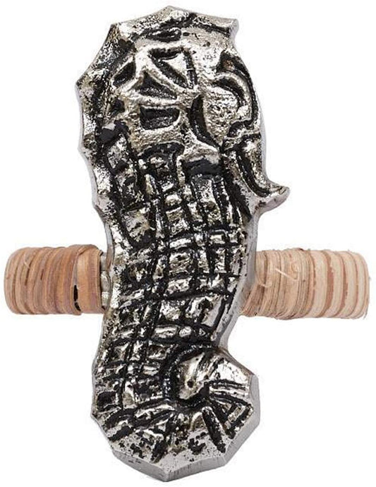 Design Imports 22980 Seashore Table Linens, Cast Brass Napkin Ring, Seahorse