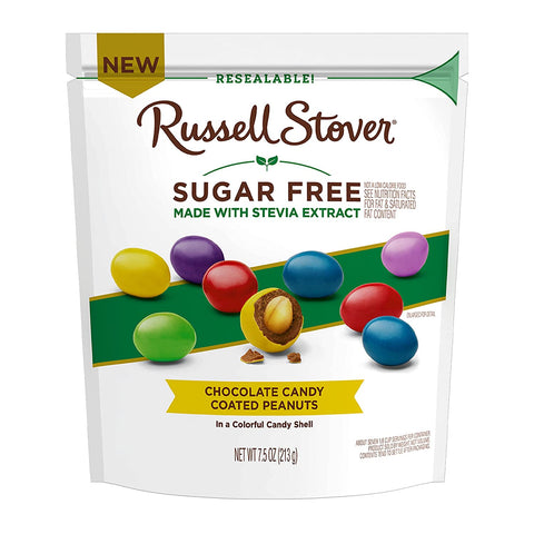 Russell Stover 10000034 Sugar Free Candy Coated Chocolate Peanut Gems, 7.5 oz. bag