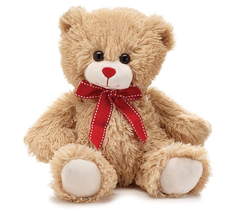 10" BEIGE VALENTINE BEAR WITH RED BOW