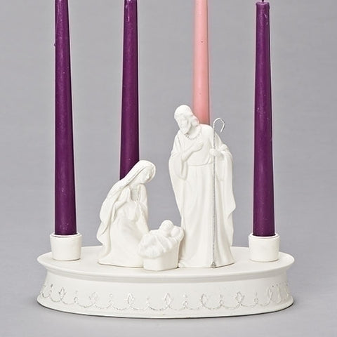 Roman Dropship 32710 Porcelian Holy Family Advent Wreath Without Batteries Candles 9.75"