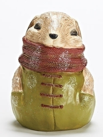 ROMAN 8.5'' Dressed Chubby Bunny Rabbit Decorative Christmas Table Top Figure