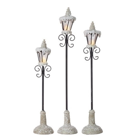 Roman Dropship LED Lighted Victorian-Style Christmas Village Lamp Post Set of 3
