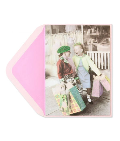 PAPYRUS BIRTHDAY CARD TWO GIRLS SHOPPING