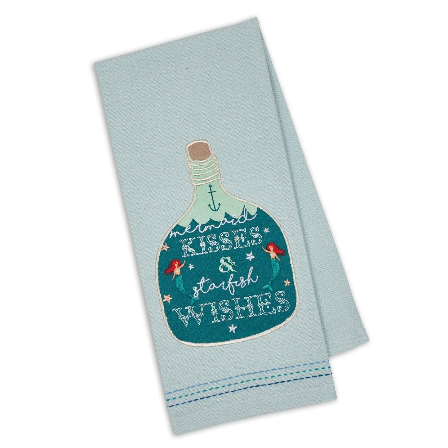 Design Imports 750121 Mermaid Kisses Embellished Dishtowel