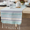 Design Imports 753666 Fouta Kitchen Collection Tidal Stripe, Table Runner, 14x72, Beach Blues