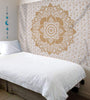 AUNERCART New Launched Twin White Gold Ombre Mandala Tapestry Boho Wall Gypsy Tapestry/Blanket