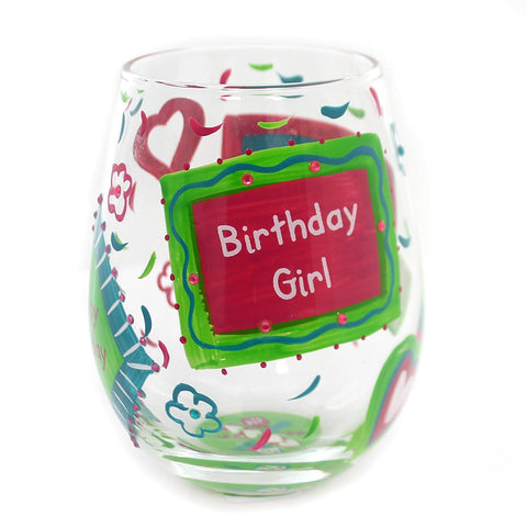 Enesco 4057323 Lolita Stemless Glass Birthday Girl