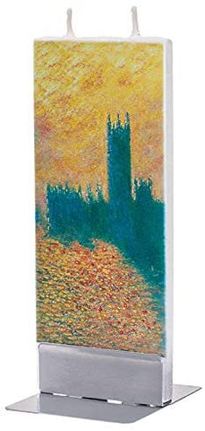 Flatyz 20K040 Hand Painted Flat Candle| Unscented, Dripless | Monet  Houses of Parliament