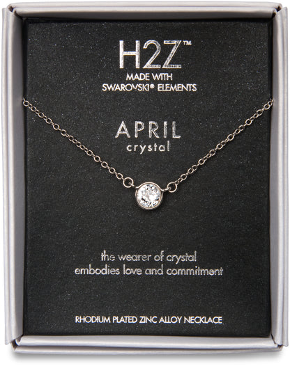 Pavilion Gift Company H2Z 16219 April Crystal Birthstone Necklace with 18" Chain