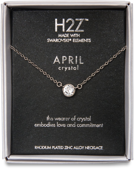 Pavilion Gift Company H2Z 16219 April Crystal Birthstone Necklace with 18" Chain