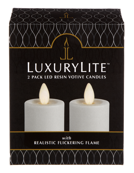 Ganz LLR1053 Water-Resistant, Remote Ready White 2 x 2 Resin LED Votive Candles, Set of 2
