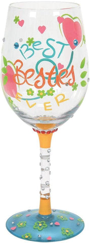Enesco 6012017 Lolita Hand-Painted Artisan Wine Glass, Best Besties Ever