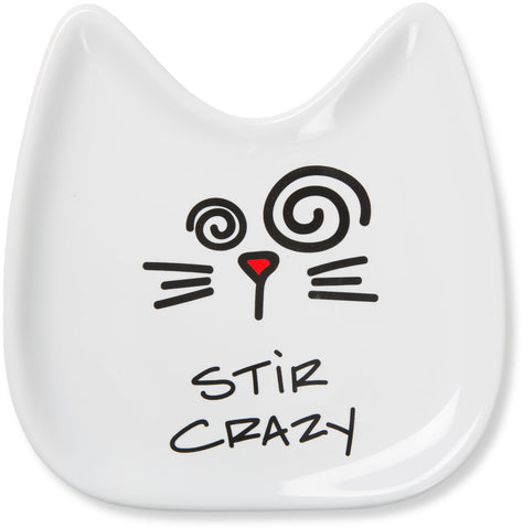 Pavilion 37115 Blobby Cat, Cat Spoon Rest"Stir Crazy", 5", White