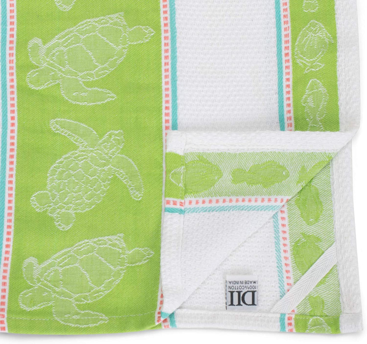 Design Imports 29148 Sea Turtle Jacquard Kitchen Towel Dishtowel. 18 X 28". 100% Cotton Hanging Loop