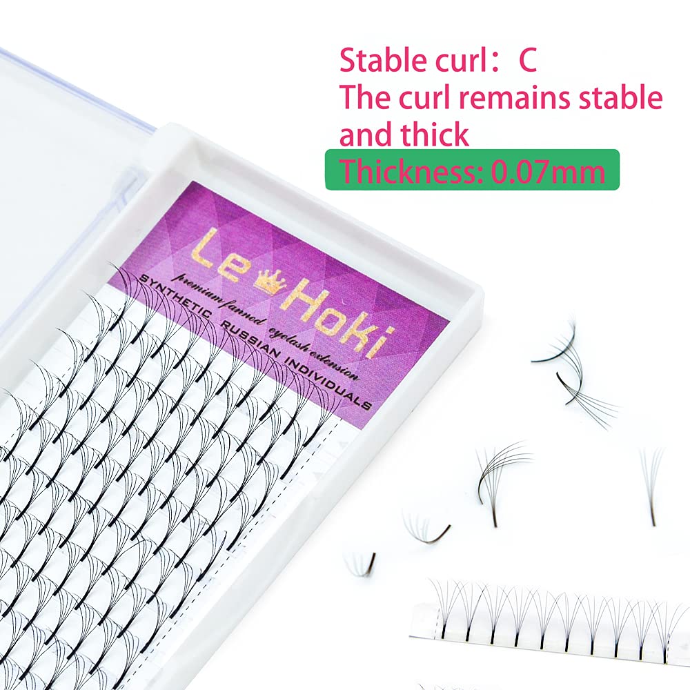5D Easy Eyelashes Fans Volume Lashes Extensions Tray,C Curls,0.07 Thickness,Long Stem Premade