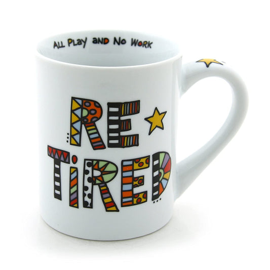 Enesco 4029241 Our Name is Mud “Retired” Cuppa Doodle Porcelain Mug, 16 oz.