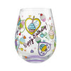 Enesco 6006946 Lolita Birthday Cupcakes Hand-Painted Artisan Stemless Wine Glass, 20 Ounc