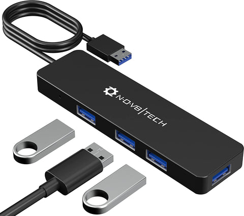 4-Port USB 3.0 Hub Splitter - USB Extender 4 Port USB Ultra Slim Data Hub, Fast Data Transfer for Laptop, Compatible with Windows PC, Mac, Printer, Mobile HDD