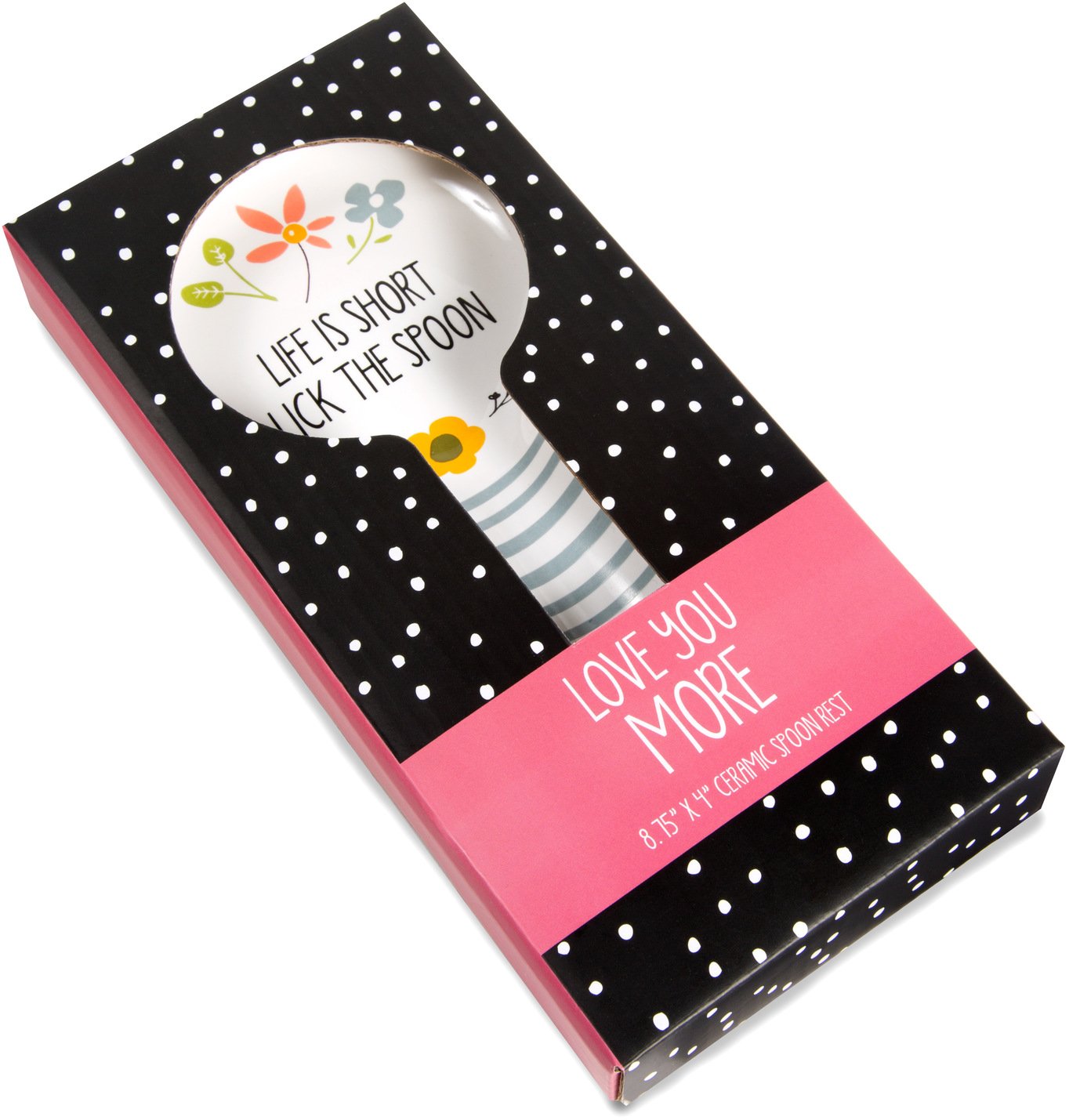 Pavilion 54241 Life is Short Lick the Spoon Ceramic Floral Spoon Rest