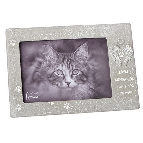 Roman Pet Memorial Loyal Pewter Grey 8 x 5 Resin Stone Wall and Tabletop Frame