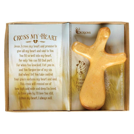 Dicksons Jesus I Cross My Heart and Promise 3.25 x 4.75 Inch Natural Hand Carved Solid Wood Form Fit