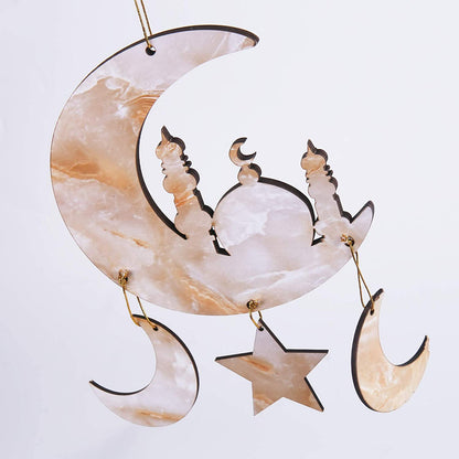 2 Piece Islam Ramadan Eid Hanging Moon Star Lantern Pendant Ornament Decoration