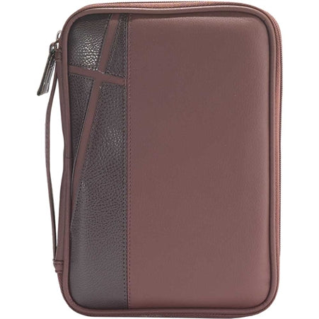 Dicksons Man of God Two-Tone Brown Cross Faux Leather Men's Bible Cover Case, Large